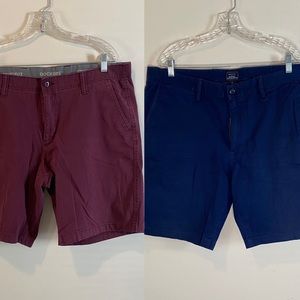 Bundle of two khaki style shorts; Dockers maroon shorts and Gap blue shorts